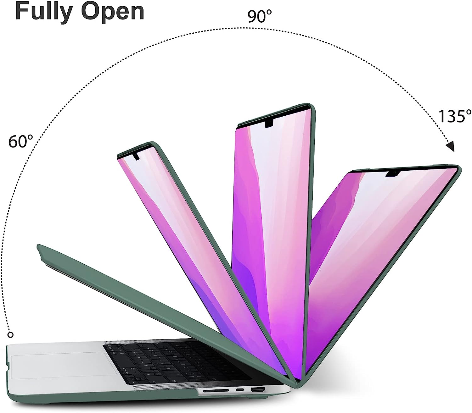 Suitable for MacBook Pro 16 inch Case 2023 2022 2021 M2 A2780 A2485 M1 Pro/Max Hard Shell Case Keyboard Cover V324-A2485-M-DGREEN