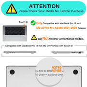 Suitable for MacBook Pro 16 inch Case 2023 2022 2021 M2 A2780 A2485 M1 Pro/Max Hard Shell Case Keyboard Cover V324-A2485-M-GREEN