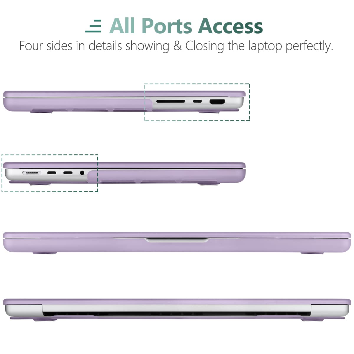 Suitable for MacBook Pro 16 inch Case 2023 2022 2021 M2 A2780 A2485 M1 Pro/Max Hard Shell Case Keyboard Cover V324-A2485-M-PURPLE