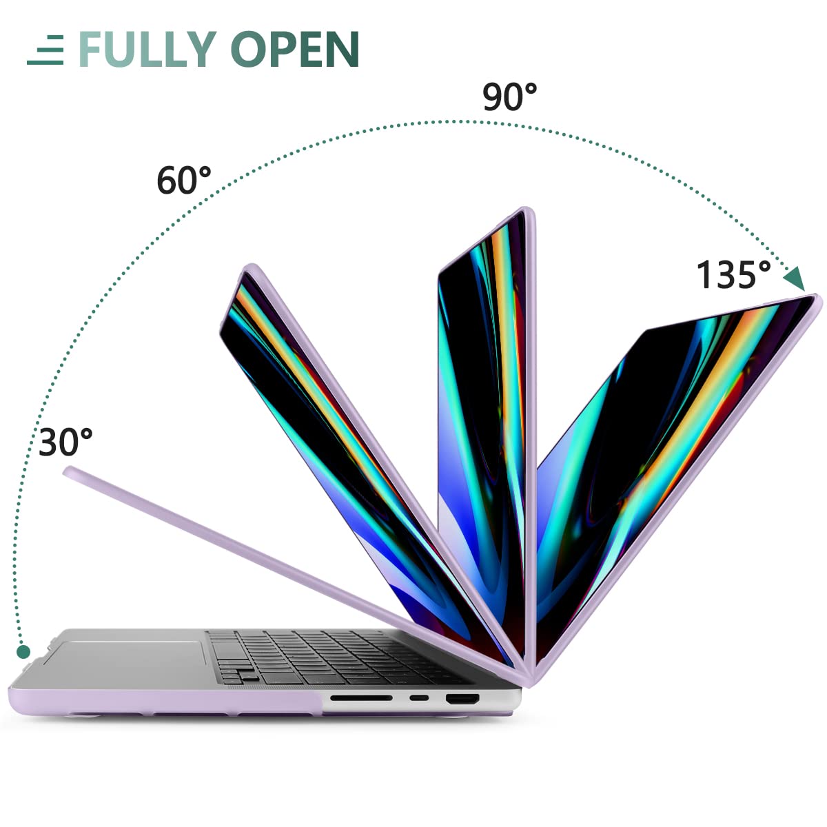 Suitable for MacBook Pro 16 inch Case 2023 2022 2021 M2 A2780 A2485 M1 Pro/Max Hard Shell Case Keyboard Cover V324-A2485-M-PURPLE