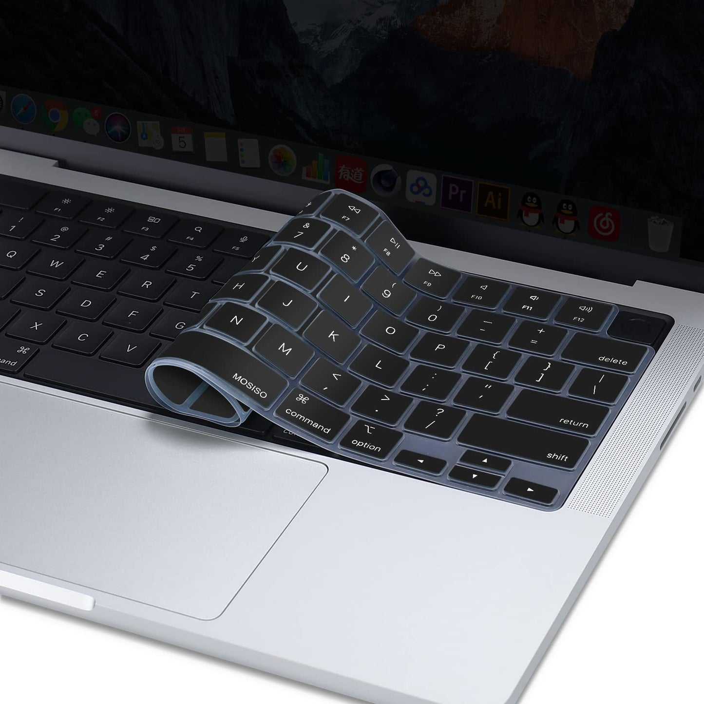 Keyboard Cover Skin For MacBook Air Pro 13 13.6 14 15.3 16 A2442 A2779 A2485 A2780 A2681 A2941 M1 M2 2021 to V324-A2681-KEY-BLACK