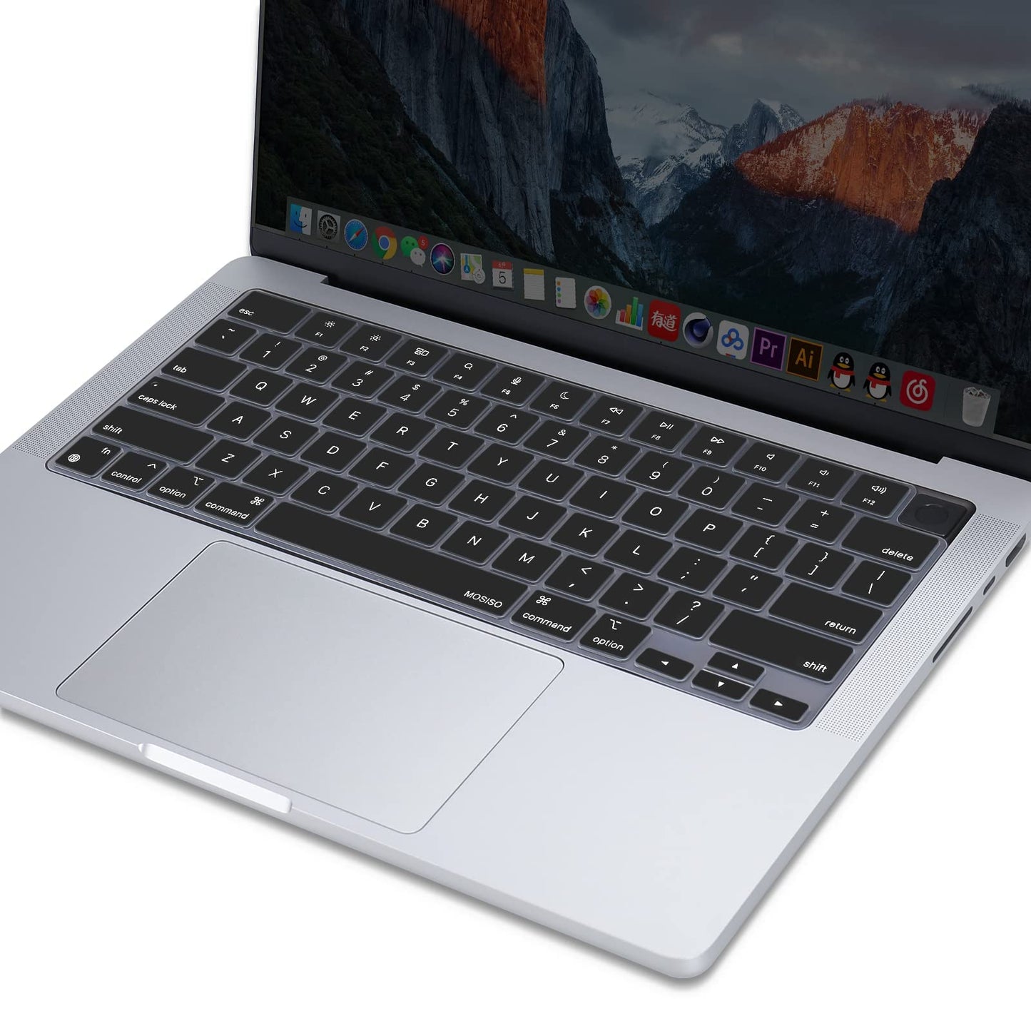 Keyboard Cover Skin For MacBook Air Pro 13 13.6 14 15.3 16 A2442 A2779 A2485 A2780 A2681 A2941 M1 M2 2021 to V324-A2681-KEY-BLACK
