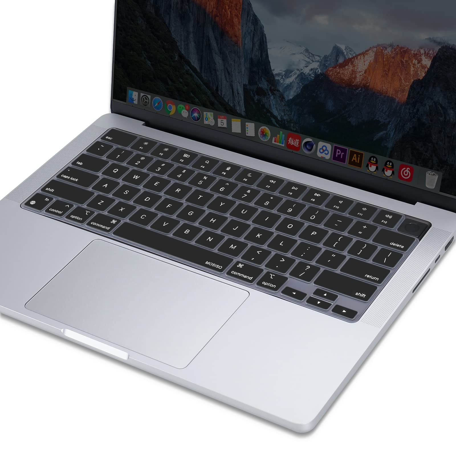 Keyboard Cover Skin For MacBook Air Pro 13 13.6 14 15.3 16 A2442 A2779 A2485 A2780 A2681 A2941 M1 M2 2021 to V324-A2681-KEY-BLACK