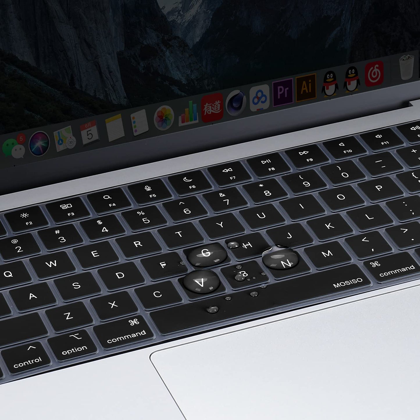 Keyboard Cover Skin For MacBook Air Pro 13 13.6 14 15.3 16 A2442 A2779 A2485 A2780 A2681 A2941 M1 M2 2021 to V324-A2681-KEY-BLACK