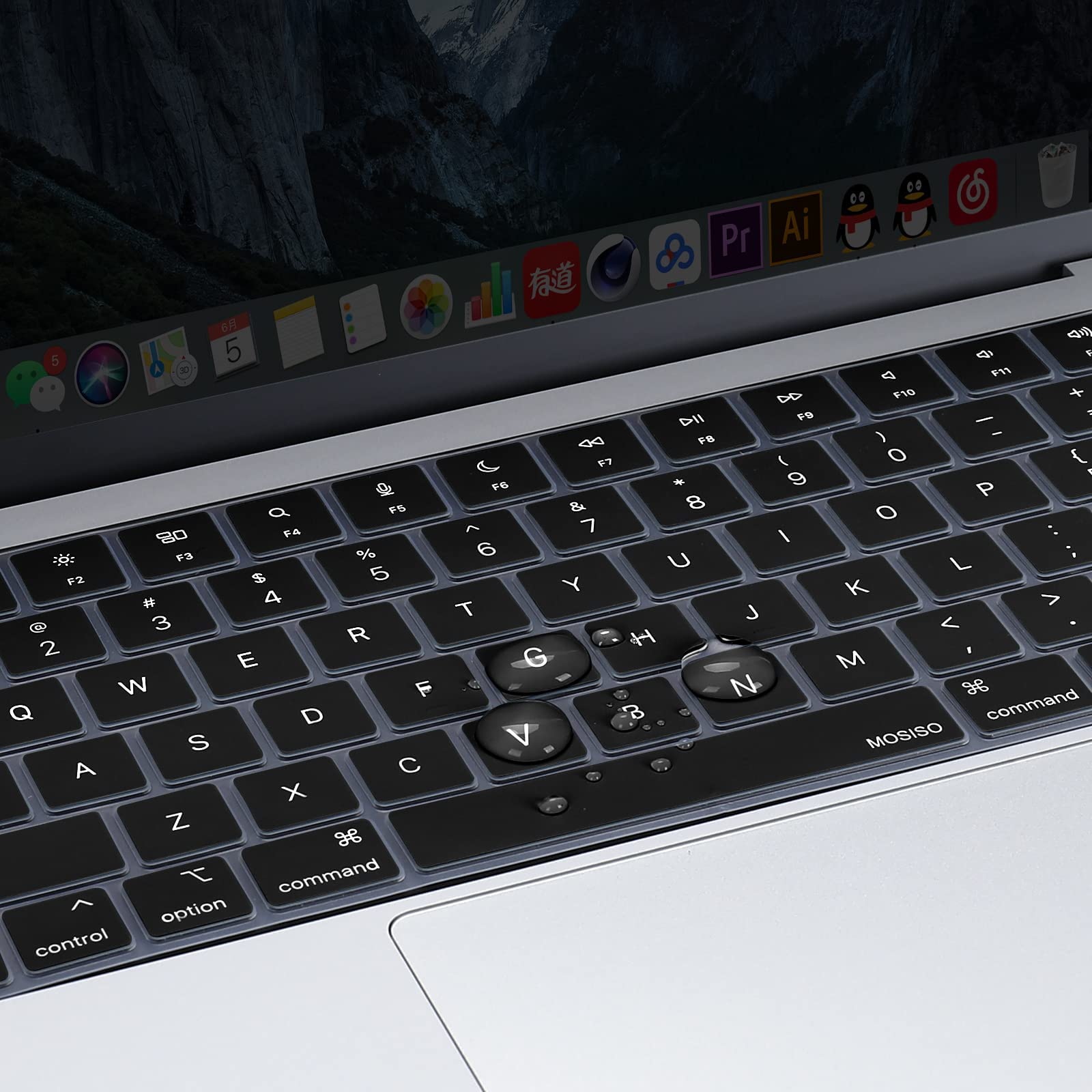 Keyboard Cover Skin For MacBook Air Pro 13 13.6 14 15.3 16 A2442 A2779 A2485 A2780 A2681 A2941 M1 M2 2021 to V324-A2681-KEY-BLACK
