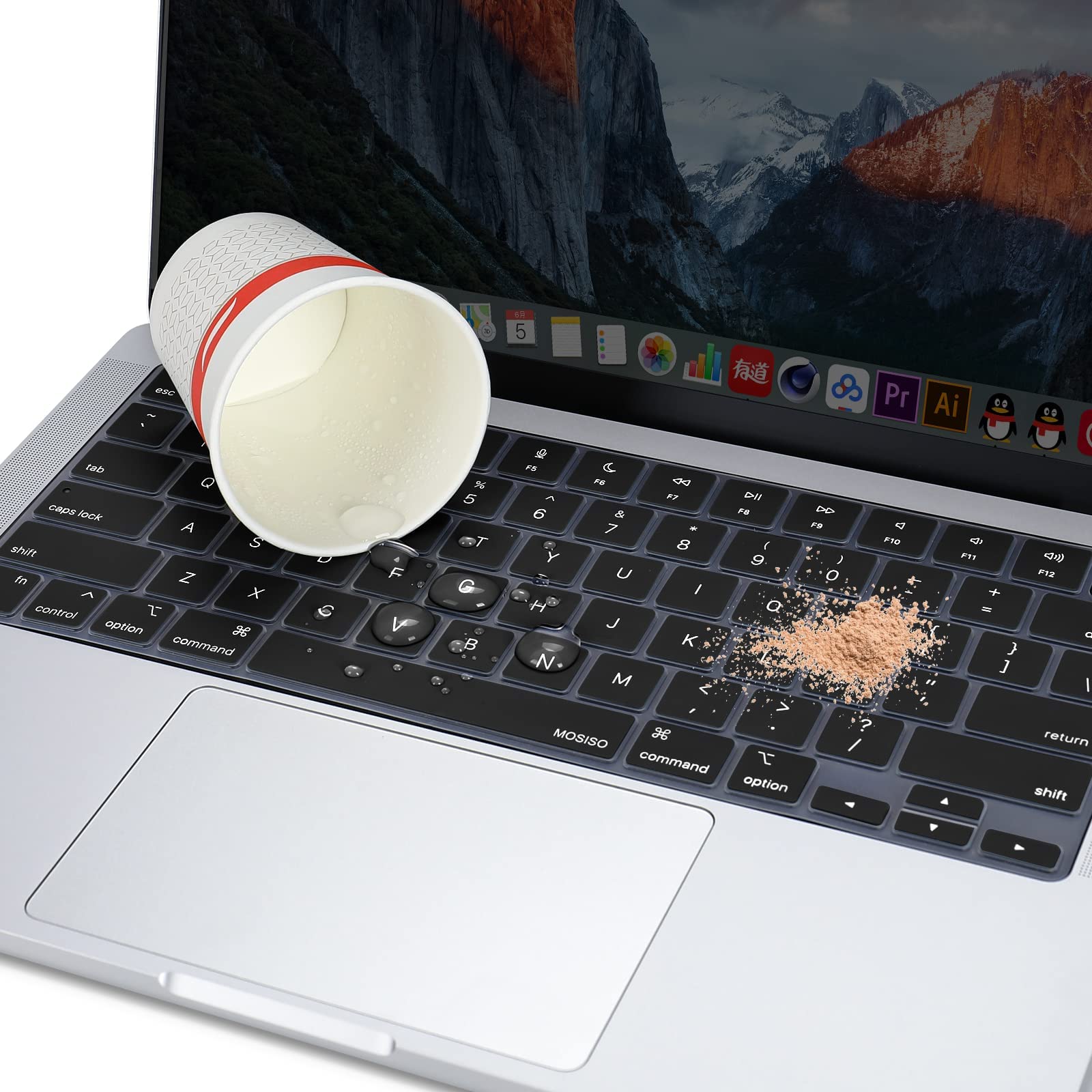 Keyboard Cover Skin For MacBook Air Pro 13 13.6 14 15.3 16 A2442 A2779 A2485 A2780 A2681 A2941 M1 M2 2021 to V324-A2681-KEY-BLACK