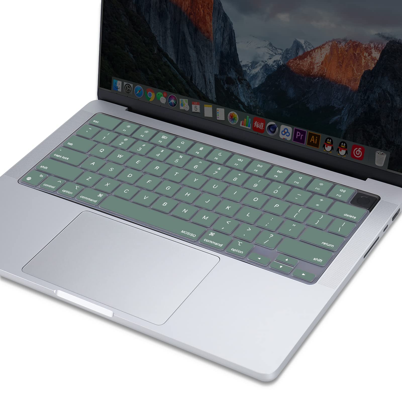 Keyboard Cover Skin For MacBook Air Pro 13 13.6 14 15.3 16 A2442 A2779 A2485 A2780 A2681 A2941 M1 M2 2021 to V324-A2681-KEY-DGREEN