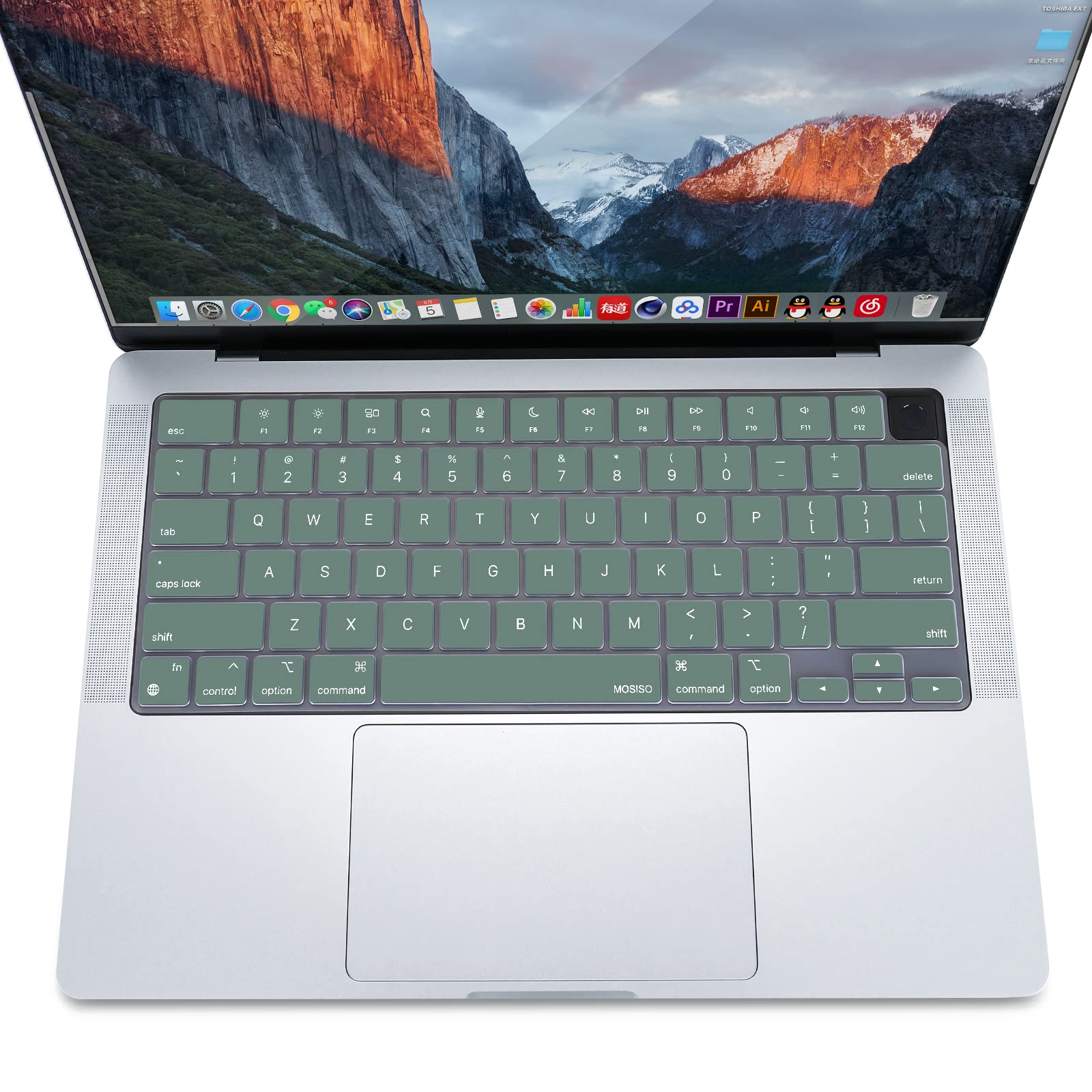 Keyboard Cover Skin For MacBook Air Pro 13 13.6 14 15.3 16 A2442 A2779 A2485 A2780 A2681 A2941 M1 M2 2021 to V324-A2681-KEY-DGREEN