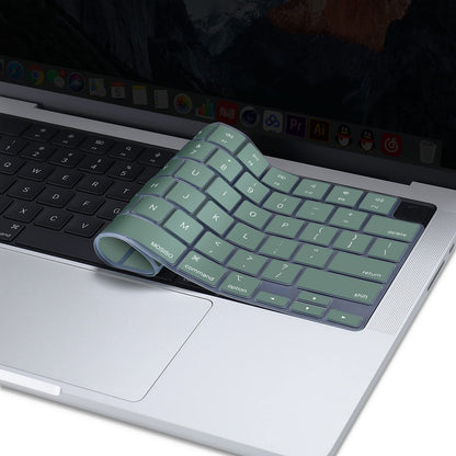 Keyboard Cover Skin For MacBook Air Pro 13 13.6 14 15.3 16 A2442 A2779 A2485 A2780 A2681 A2941 M1 M2 2021 to V324-A2681-KEY-DGREEN