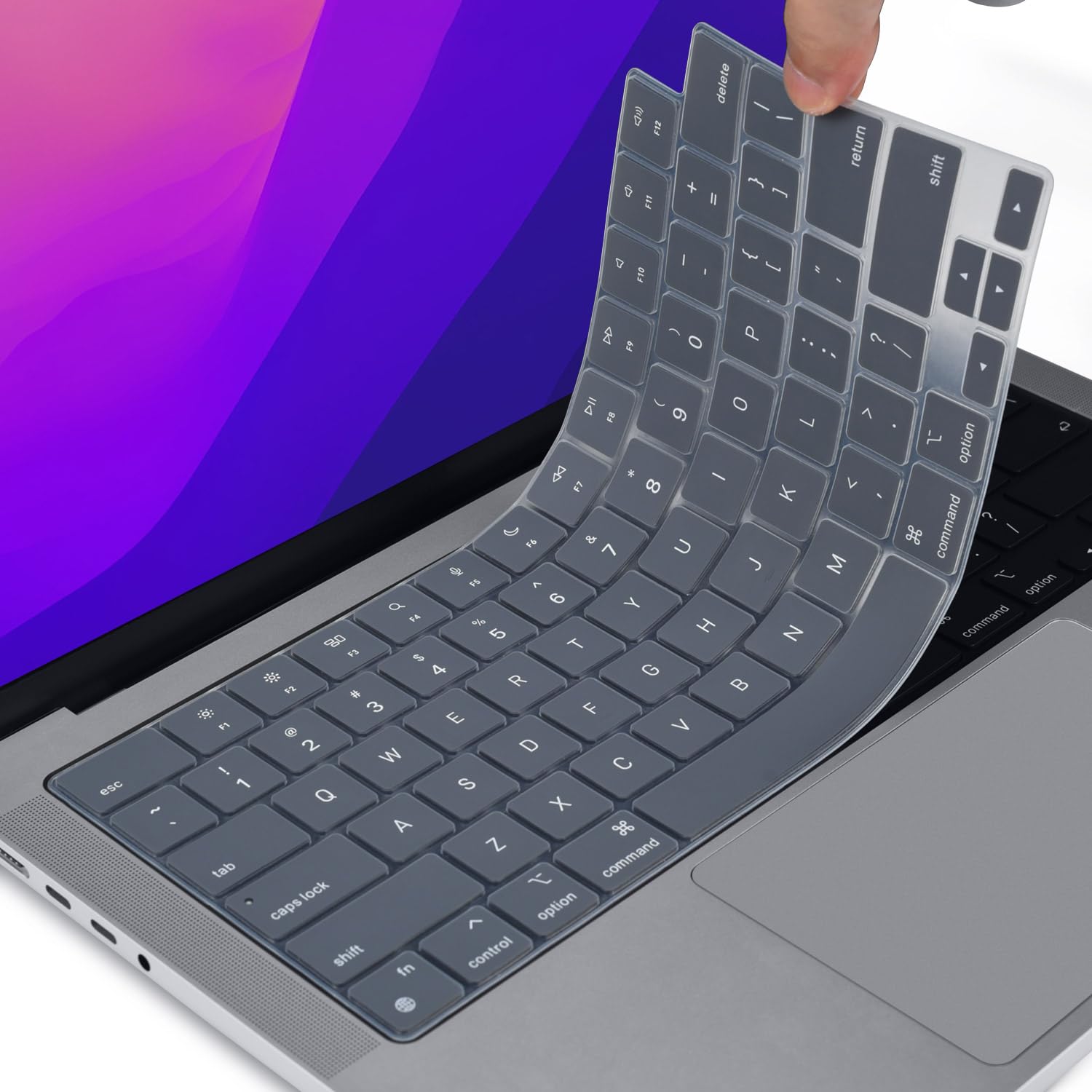 Keyboard Cover Skin For MacBook Air Pro 13 13.6 14 15.3 16 A2442 A2779 A2485 A2780 A2681 A2941 M1 M2 2021 to V324-A2681-KEY-GREY