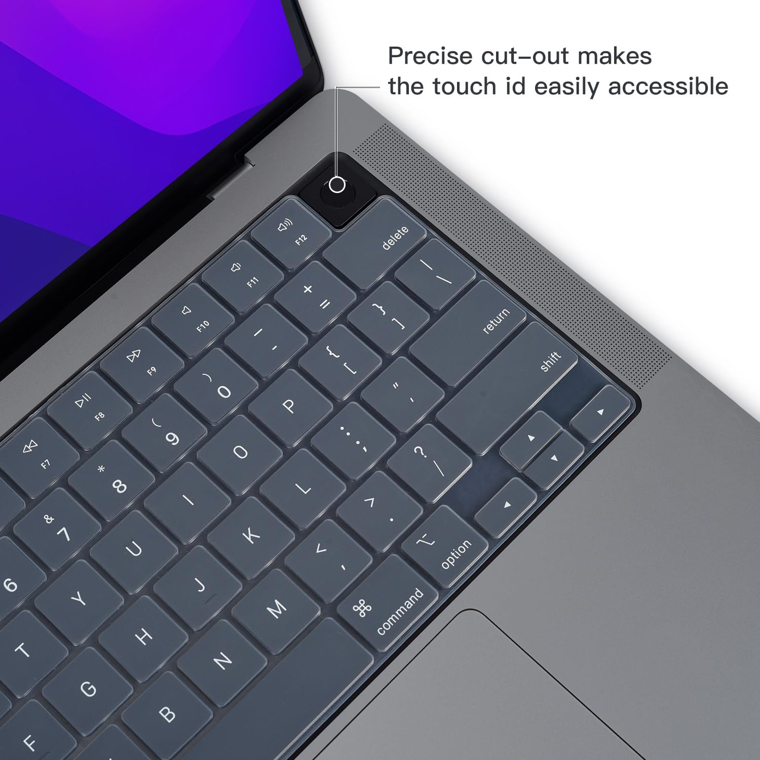 Keyboard Cover Skin For MacBook Air Pro 13 13.6 14 15.3 16 A2442 A2779 A2485 A2780 A2681 A2941 M1 M2 2021 to 2023 Grey