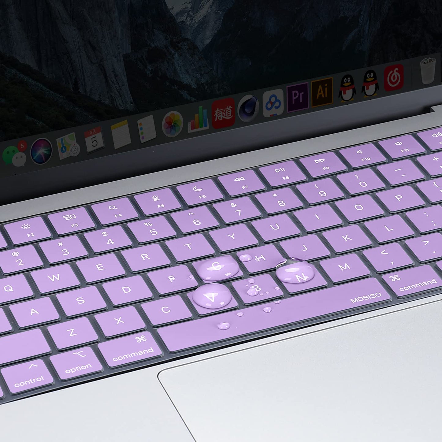 Keyboard Cover Skin For MacBook Air Pro 13 13.6 14 15.3 16 A2442 A2779 A2485 A2780 A2681 A2941 M1 M2 2021 to V324-A2681-KEY-PURPLE