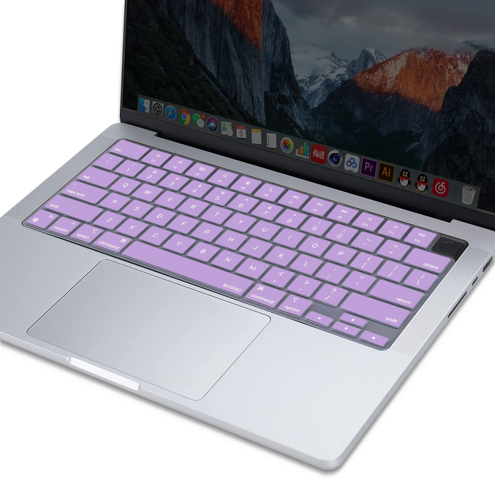 Keyboard Cover Skin For MacBook Air Pro 13 13.6 14 15.3 16 A2442 A2779 A2485 A2780 A2681 A2941 M1 M2 2021 to V324-A2681-KEY-PURPLE
