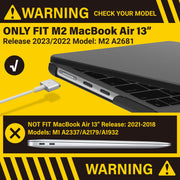 Suitable for 2023 2022 MacBook Air 13 inch case M2 Model A2681 Hard Shell Case Keyboard Cover Black V324-A2681-M-BLACK
