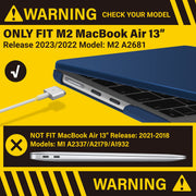 Suitable for 2023 2022 MacBook Air 13 inch case M2 Model A2681 Hard Shell Case Keyboard Cover Blue V324-A2681-M-BLUE