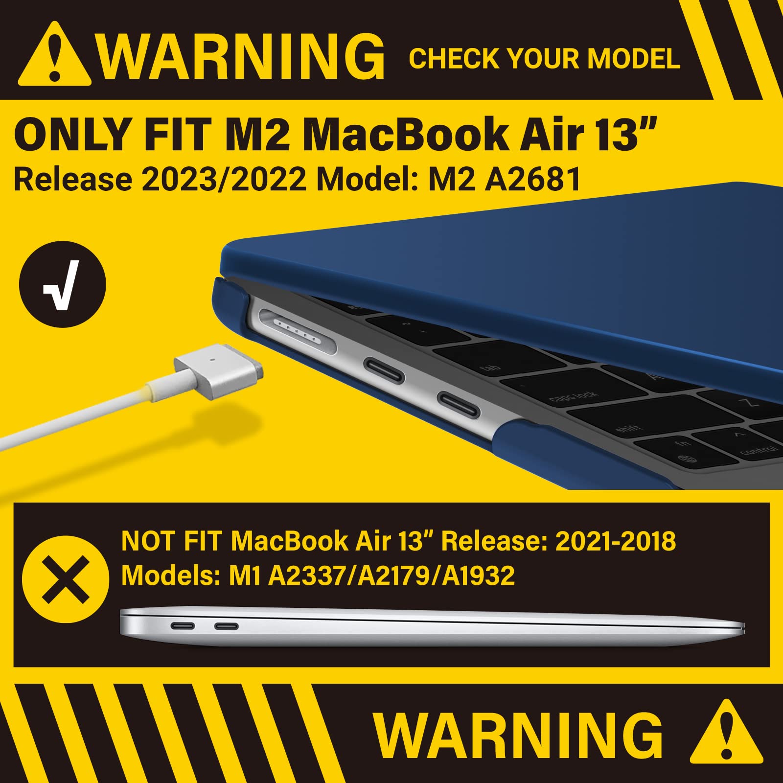 Suitable for 2023 2022 MacBook Air 13 inch case M2 Model A2681 Hard Shell Case Keyboard Cover Blue V324-A2681-M-BLUE