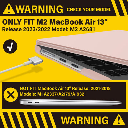 Suitable for 2023 2022 MacBook Air 13 inch case M2 Model A2681 Hard Shell Case Keyboard Cover Sold Pink V324-A2681-M-BPINK