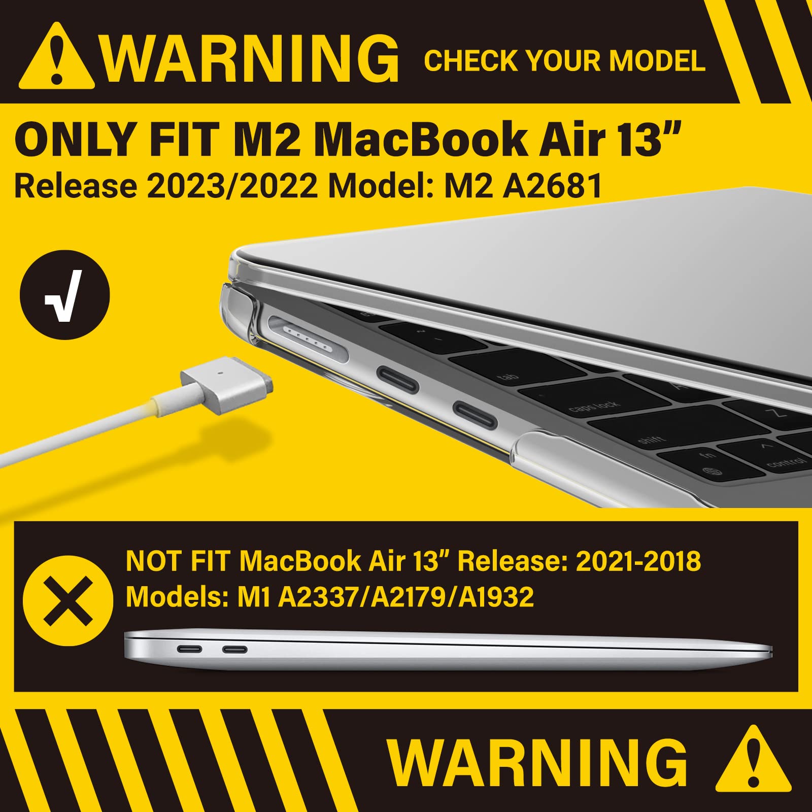 Suitable for 2023 2022 MacBook Air 13 inch case M2 Model A2681 Hard Shell Case Keyboard Cover White V324-A2681-M-CLEAR