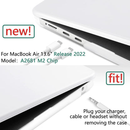 Suitable for 2023 2022 MacBook Air 13 inch case M2 Model A2681 Hard Shell Case Keyboard Cover White V324-A2681-M-CLEAR