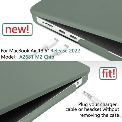 Suitable for 2023 2022 MacBook Air 13 inch case M2 Model A2681 Hard Shell Case Keyboard Cover Midnight Green V324-A2681-M-DGREEN