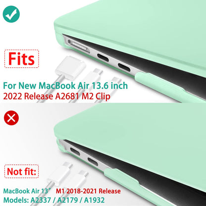 Suitable for 2023 2022 MacBook Air 13 inch case M2 Model A2681 Hard Shell Case Keyboard Cover Green V324-A2681-M-GREEN