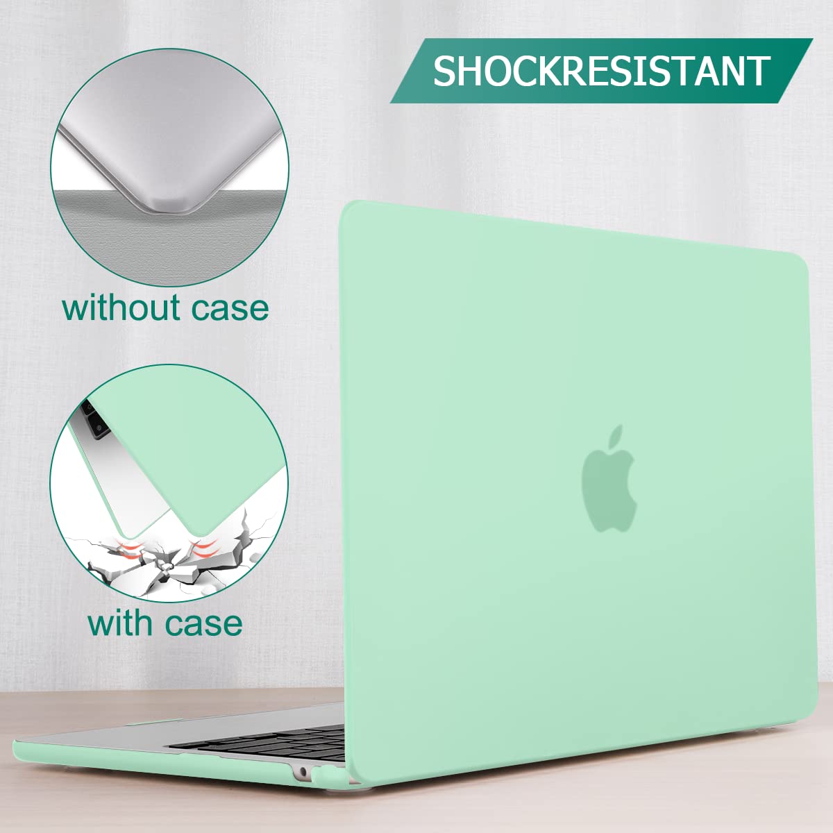 Suitable for 2023 2022 MacBook Air 13 inch case M2 Model A2681 Hard Shell Case Keyboard Cover Green V324-A2681-M-GREEN