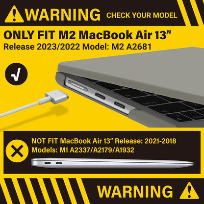 Suitable for 2023 2022 MacBook Air 13 inch case M2 Model A2681 Hard Shell Case Keyboard Cover Grey V324-A2681-M-GREY