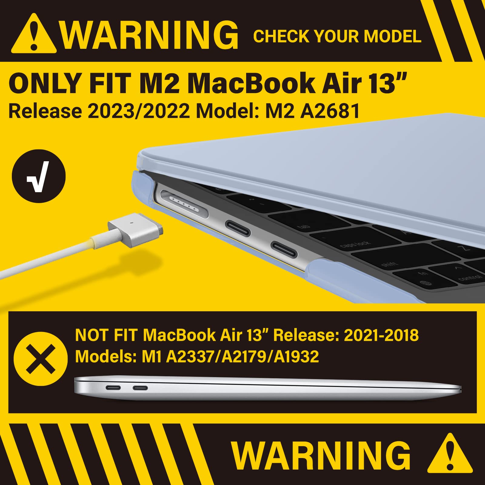 Suitable for 2023 2022 MacBook Air 13 inch case M2 Model A2681 Hard Shell Case Keyboard Cover V324-A2681-M-LAVER