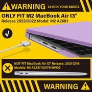 Suitable for 2023 2022 MacBook Air 13 inch case M2 Model A2681 Hard Shell Case Keyboard Cover Purple V324-A2681-M-PURPLE