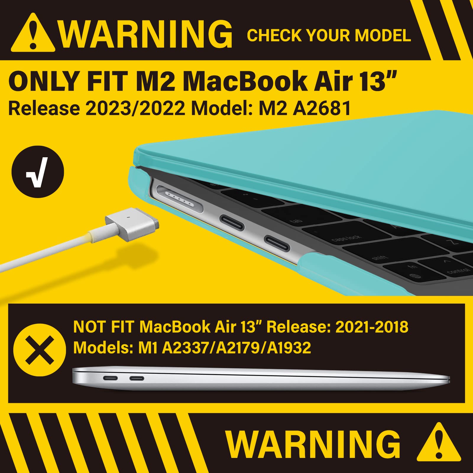 Suitable for 2023 2022 MacBook Air 13 inch case M2 Model A2681 Hard Shell Case Keyboard Cover Turquoise V324-A2681-M-TB