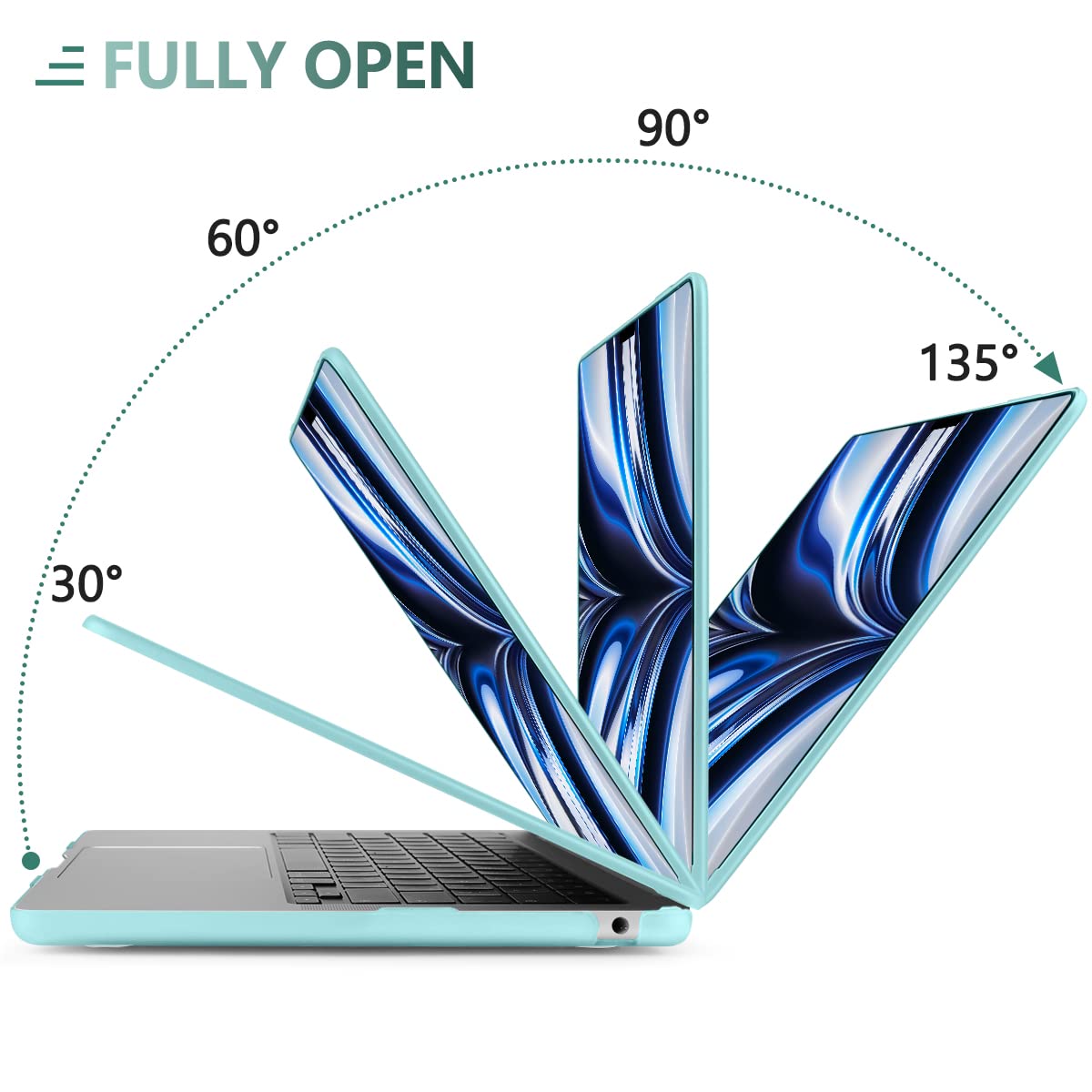 Suitable for 2023 2022 MacBook Air 13 inch case M2 Model A2681 Hard Shell Case Keyboard Cover Turquoise V324-A2681-M-TB