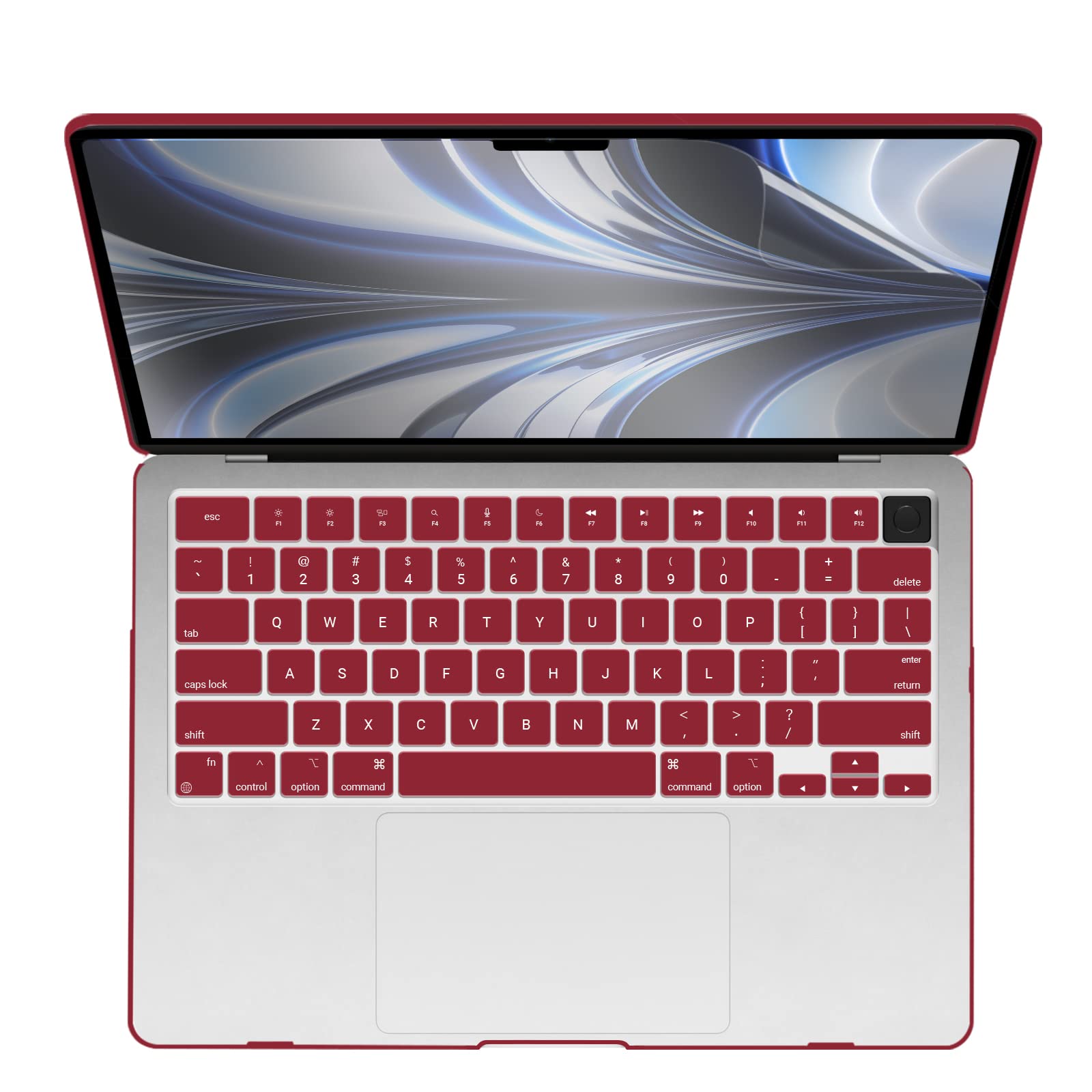 Suitable for 2023 2022 MacBook Air 13 inch case M2 Model A2681 Hard Shell Case Keyboard Cover Wine Red V324-A2681-M-WR