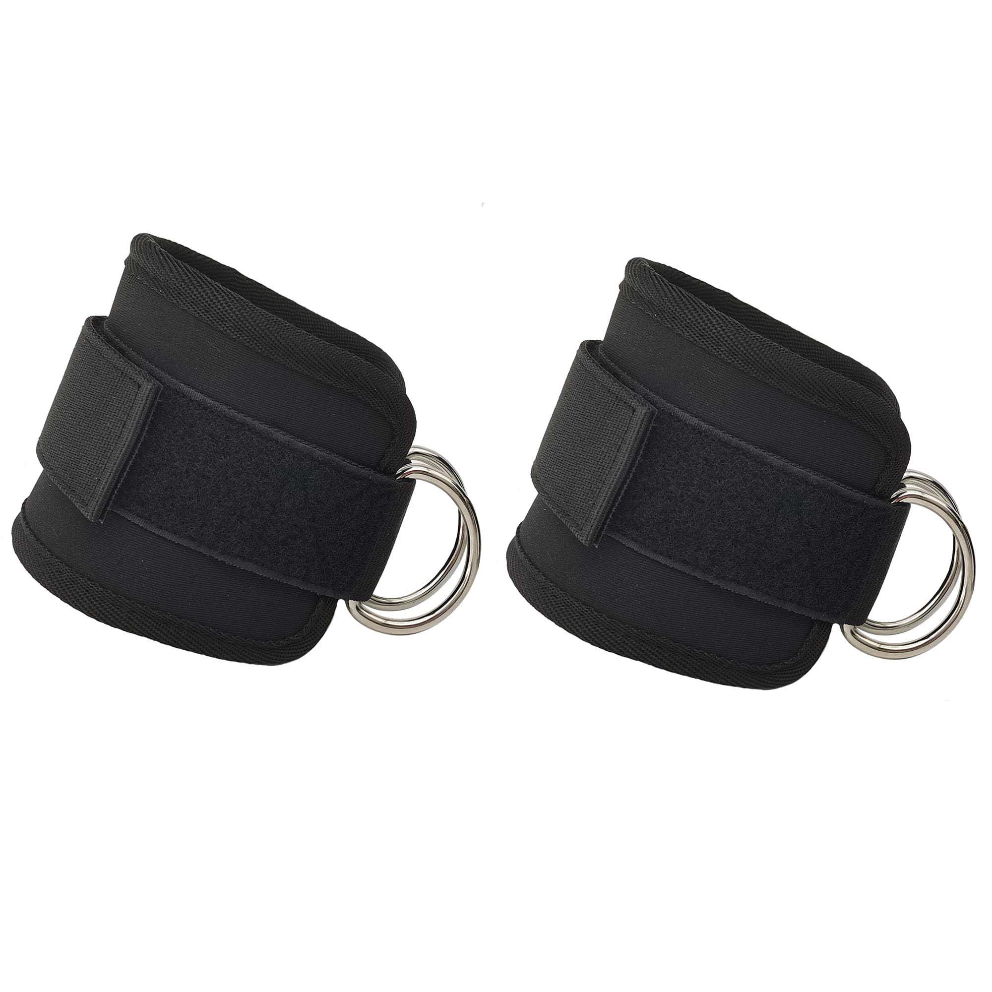 2x Adjustable Ankle Straps for Cable Machines D-Rings Gym Cuff Kickbacks Glute Workouts Leg Extensions Straps V324-ANKPRO-BK