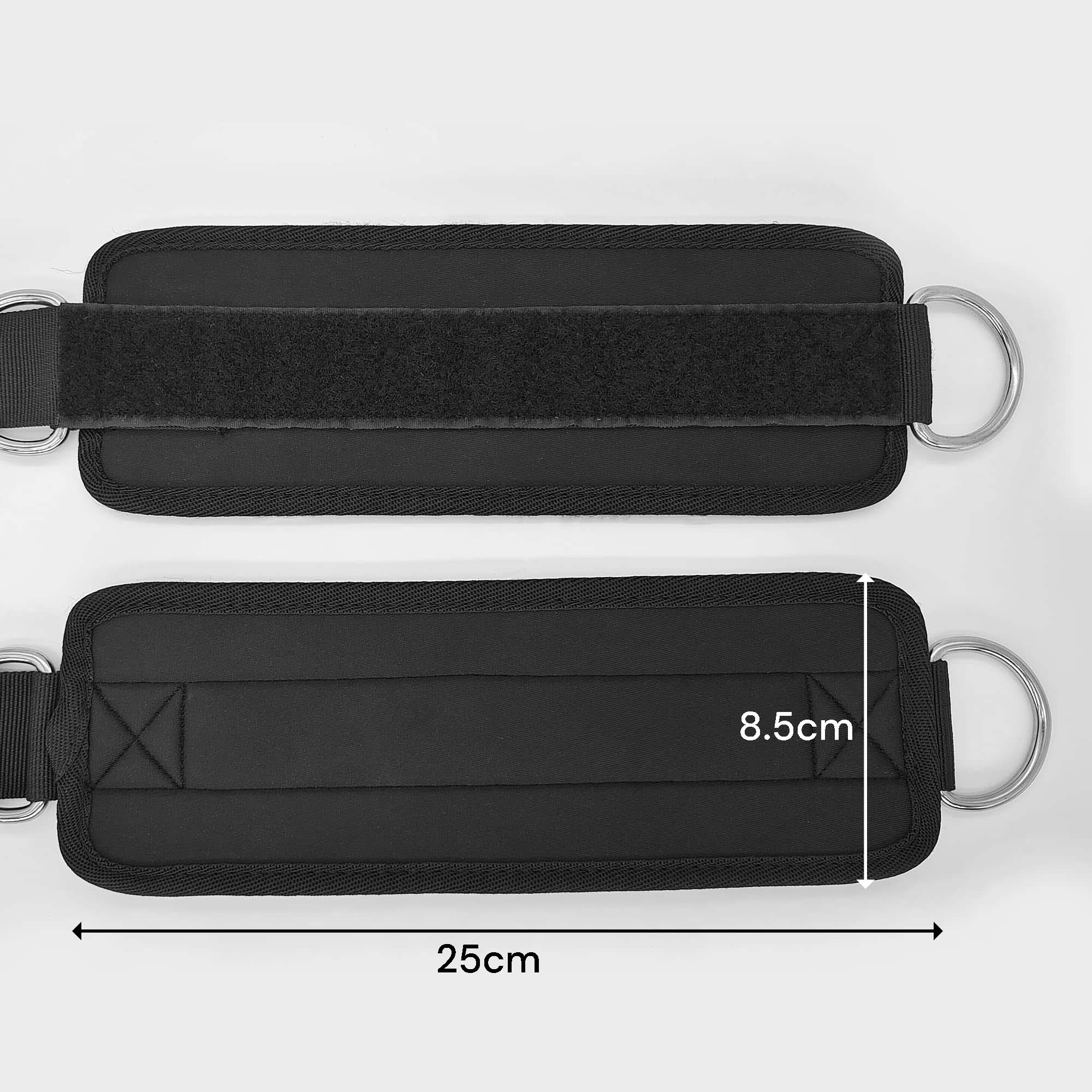 2x Adjustable Ankle Straps for Cable Machines D-Rings Gym Cuff Kickbacks Glute Workouts Leg Extensions Straps V324-ANKPRO-BK
