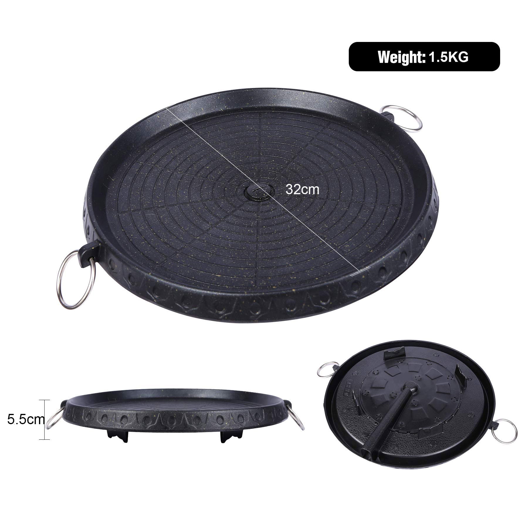 Korean BBQ Grill Pan Non-Stick Smokeless Stovetop BBQ Grill Plate Indoor Outdoor V324-BBPLATE