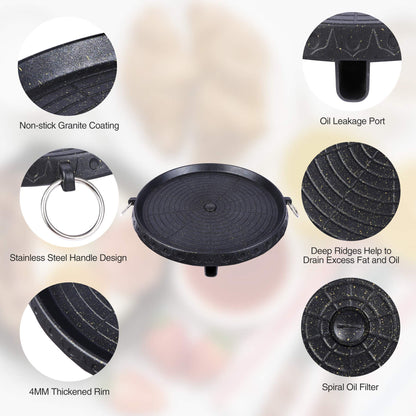 Korean BBQ Grill Pan Non-Stick Smokeless Stovetop BBQ Grill Plate Indoor Outdoor V324-BBPLATE