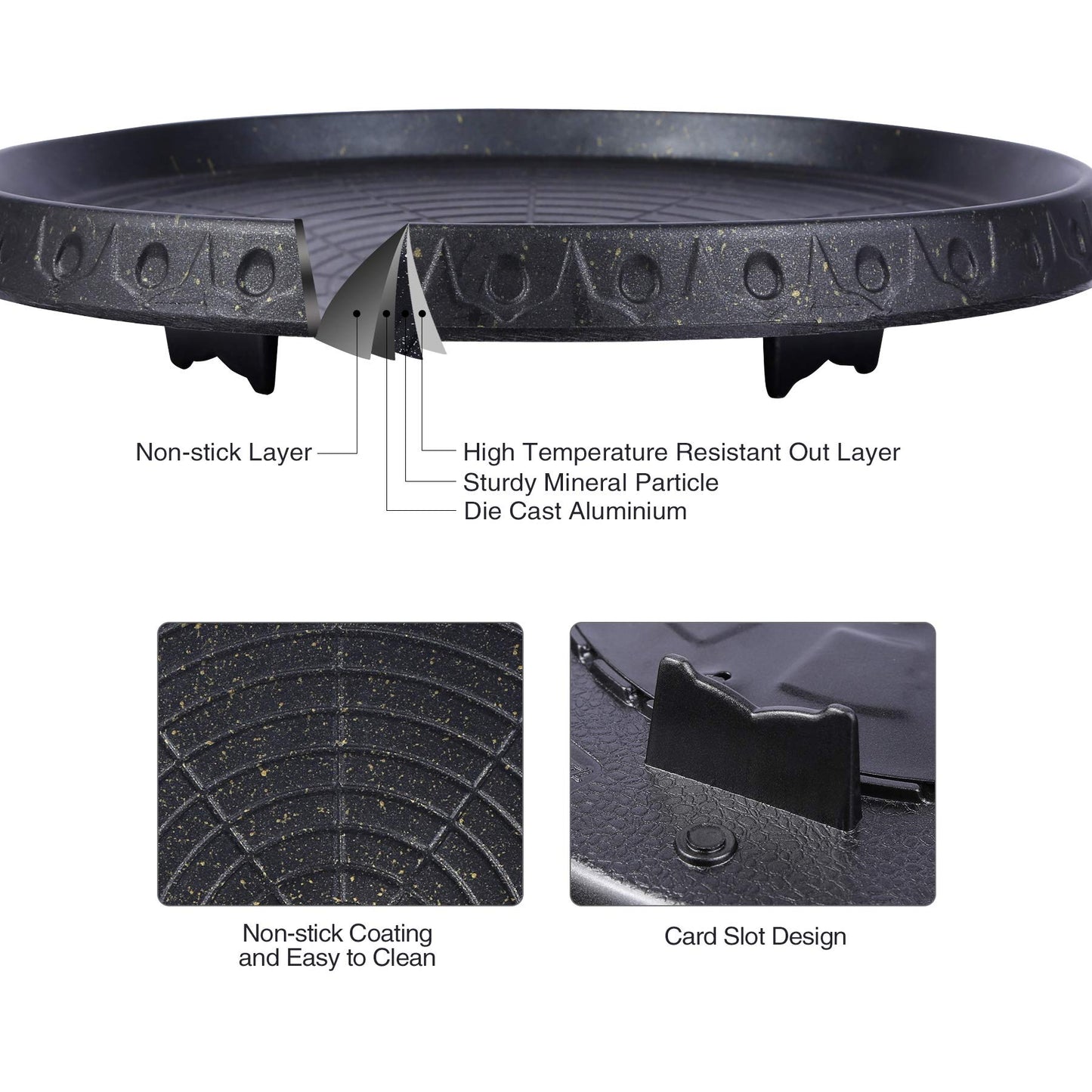 Korean BBQ Grill Pan Non-Stick Smokeless Stovetop BBQ Grill Plate Indoor Outdoor V324-BBPLATE
