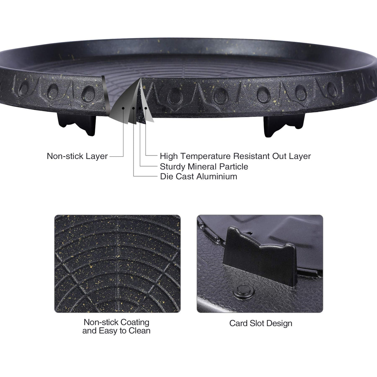 Korean BBQ Grill Pan Non-Stick Smokeless Stovetop BBQ Grill Plate Indoor Outdoor V324-BBPLATE