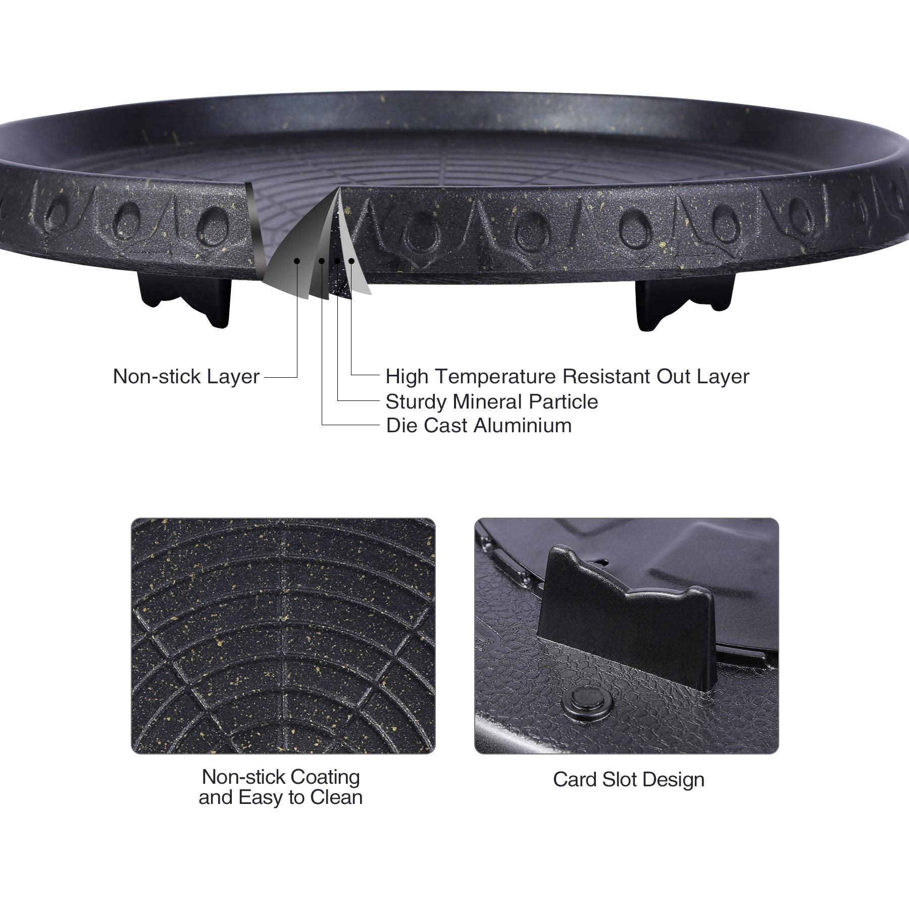 Korean BBQ Grill Pan Non-Stick Smokeless Stovetop BBQ Grill Plate Indoor Outdoor V324-BBPLATE