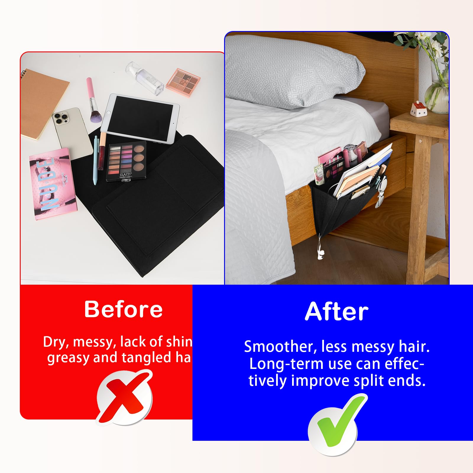 Bed Organiser Bedside Caddy Sofa Organiserd Book Magazines Organiser Black V324-BEDSIDESTOR-BLACK