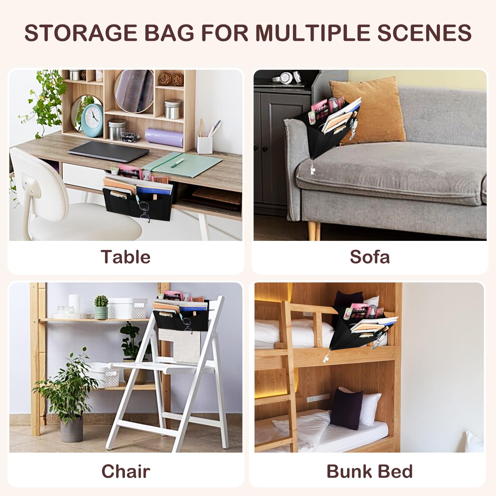 Bed Organiser Bedside Caddy Sofa Organiserd Book Magazines Organiser Black V324-BEDSIDESTOR-BLACK