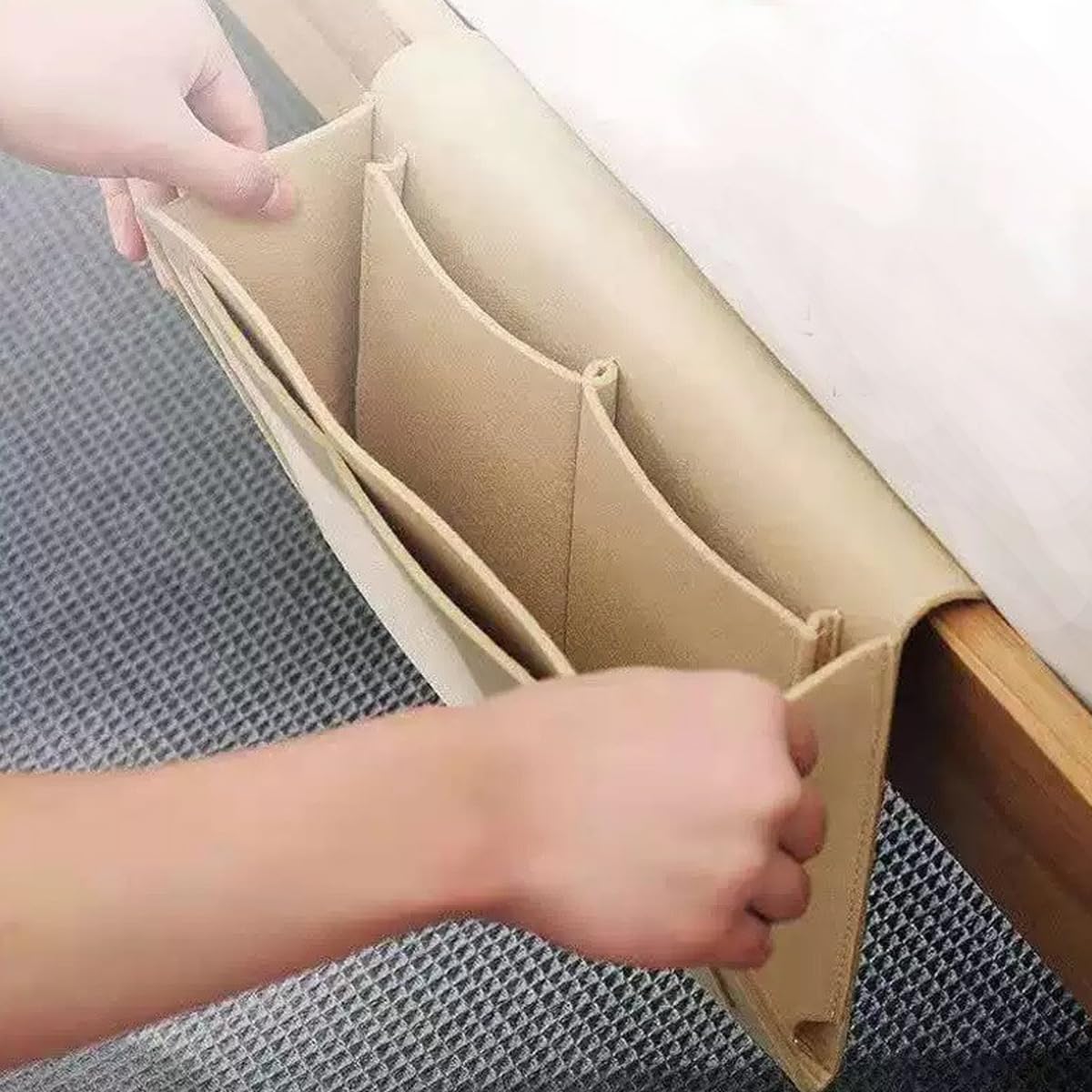 Bed Organiser Bed Caddy Sofa Organiser Bedside Organiser Book Magazines Organiser Black V324-BEDSIDESTOR-CREAM