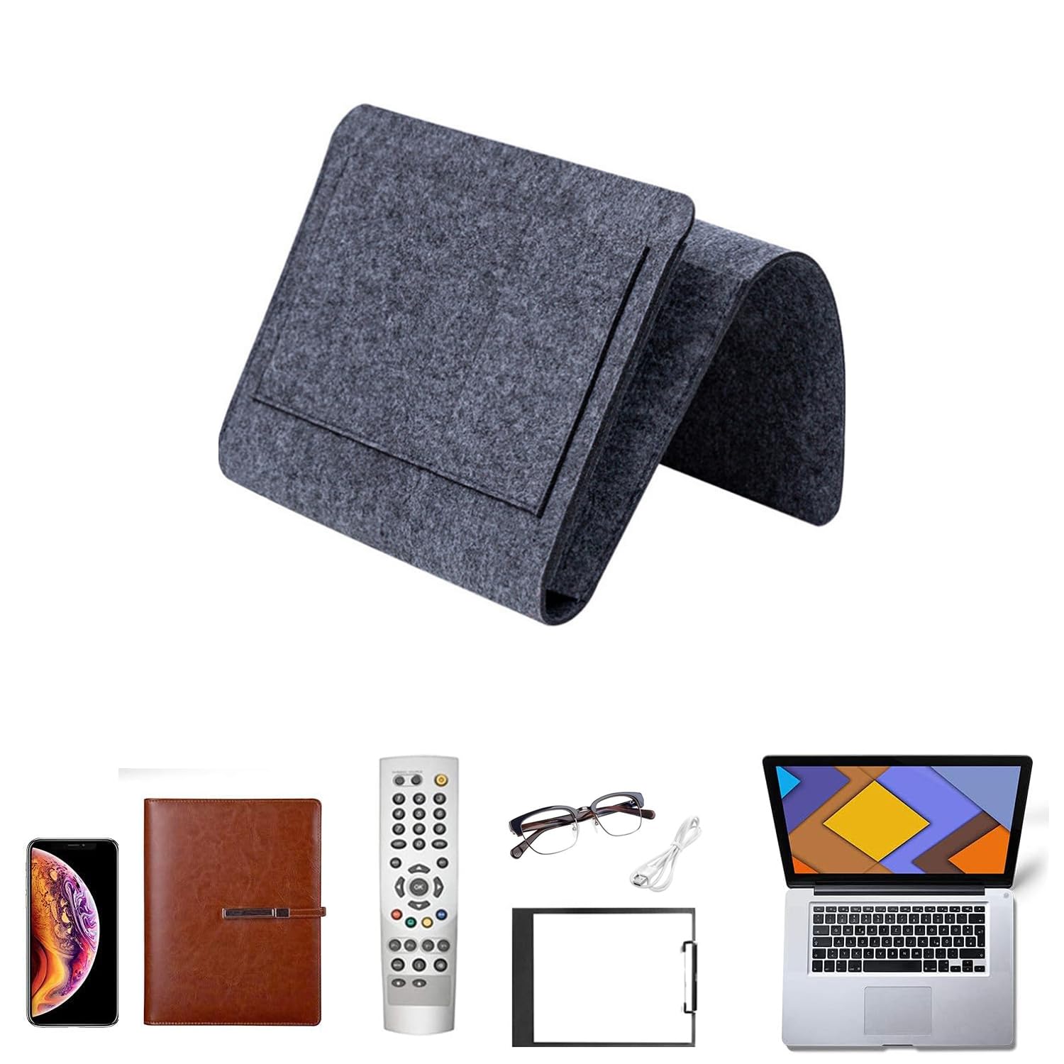 Bed Organiser Bed Caddy Sofa Organiser Bedside Organiser Book Magazines Organiser Dark Grey V324-BEDSIDESTOR-GREY