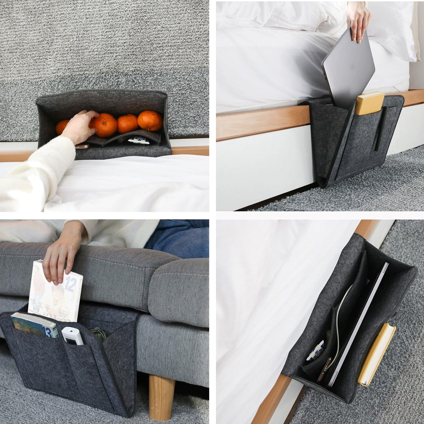 Bed Organiser Bed Caddy Sofa Organiser Bedside Organiser Book Magazines Organiser Dark Grey V324-BEDSIDESTOR-GREY