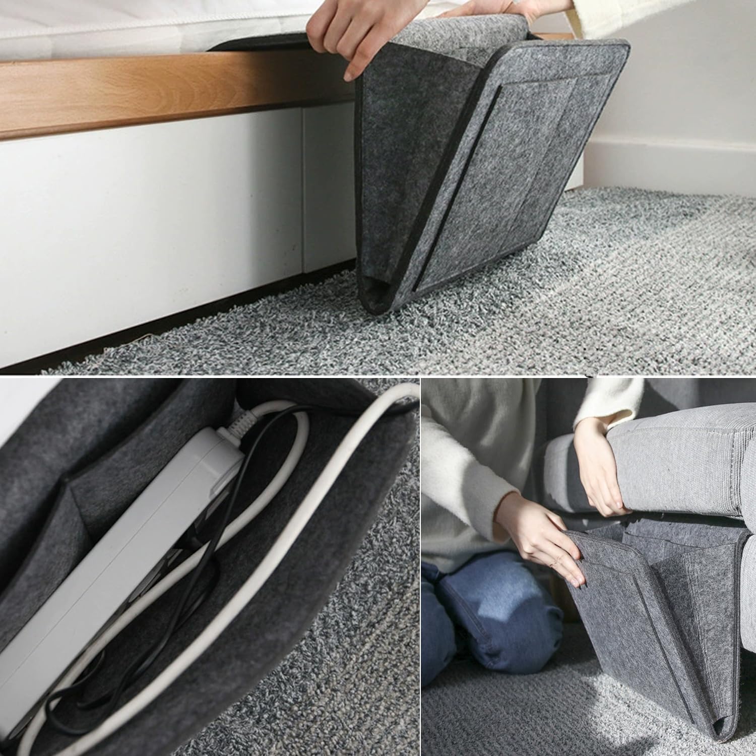 Bed Organiser Bed Caddy Sofa Organiser Bedside Organiser Book Magazines Organiser Dark Grey V324-BEDSIDESTOR-GREY