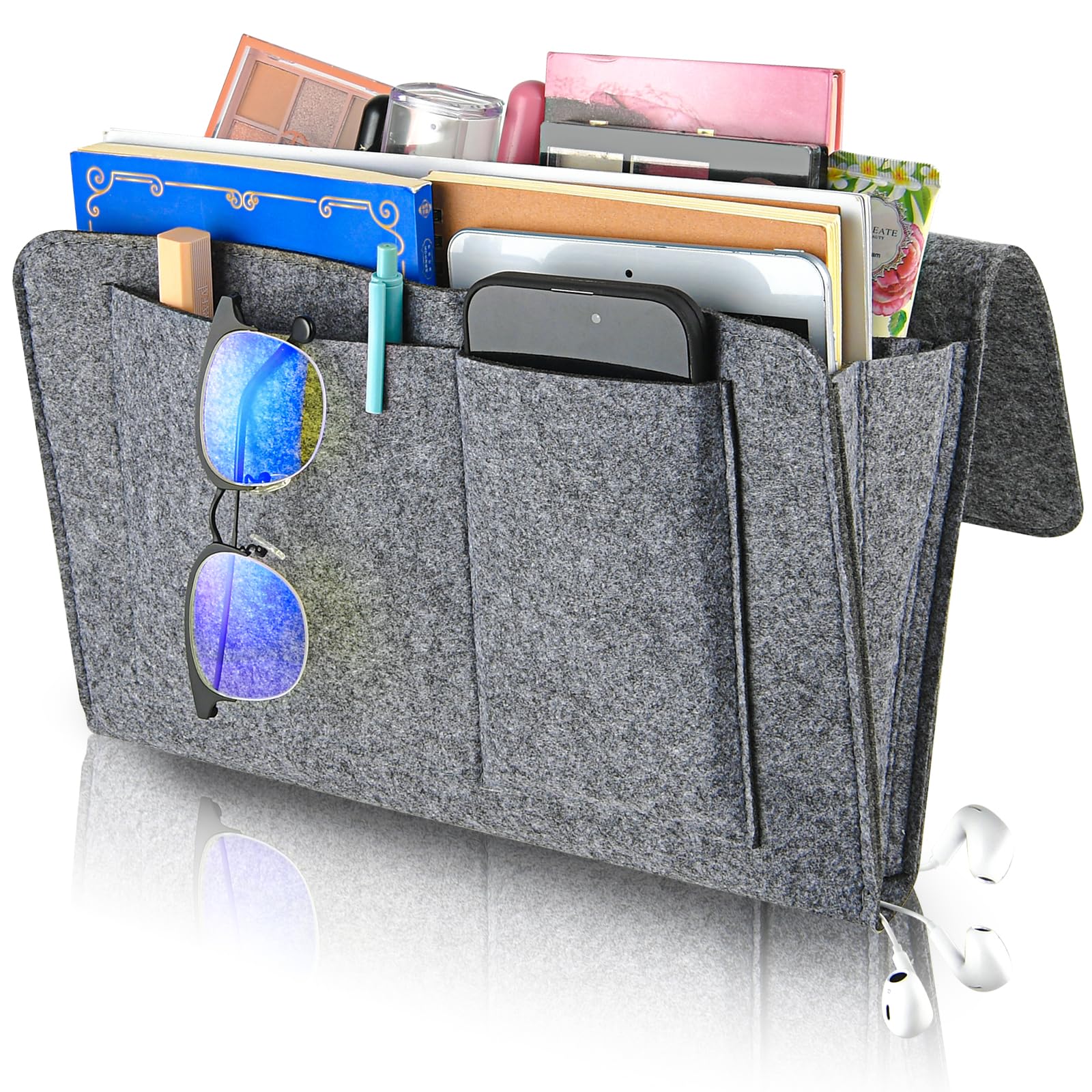 Bed Organiser Bed Caddy Sofa Organiser Bedside Organiser Book Magazines Organiser Grey V324-BEDSIDESTOR-LGREY