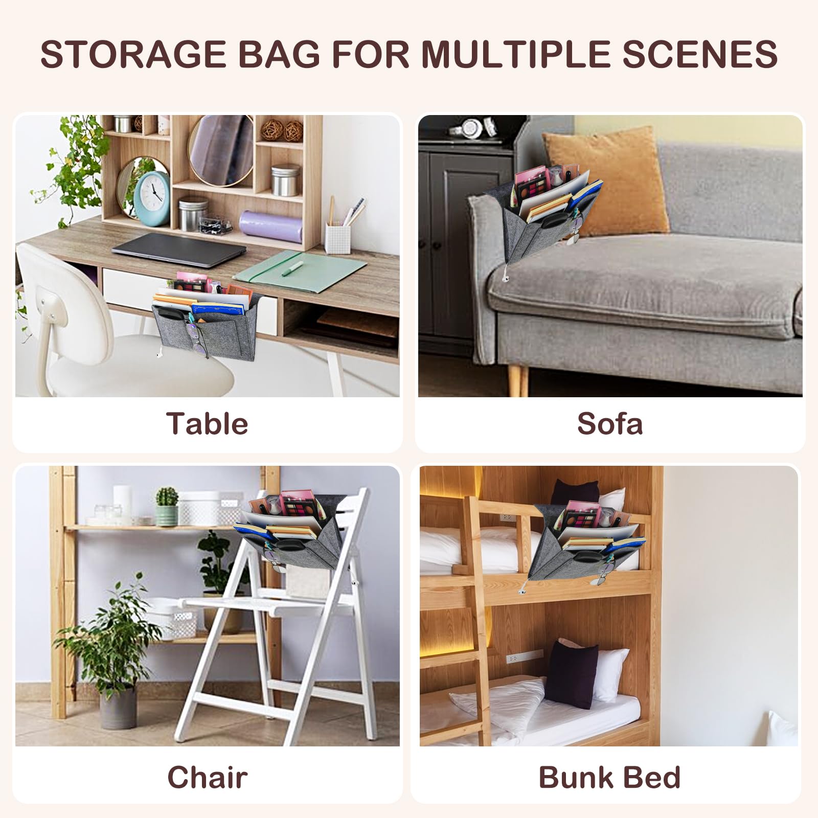 Bed Organiser Bed Caddy Sofa Organiser Bedside Organiser Book Magazines Organiser Grey V324-BEDSIDESTOR-LGREY