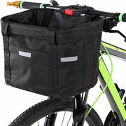 Bike Basket Folding Cat Dog Carrier Bicycle Handlebar Bag Quick Release Detachable Storage Basket V324-BKBASKET-BK
