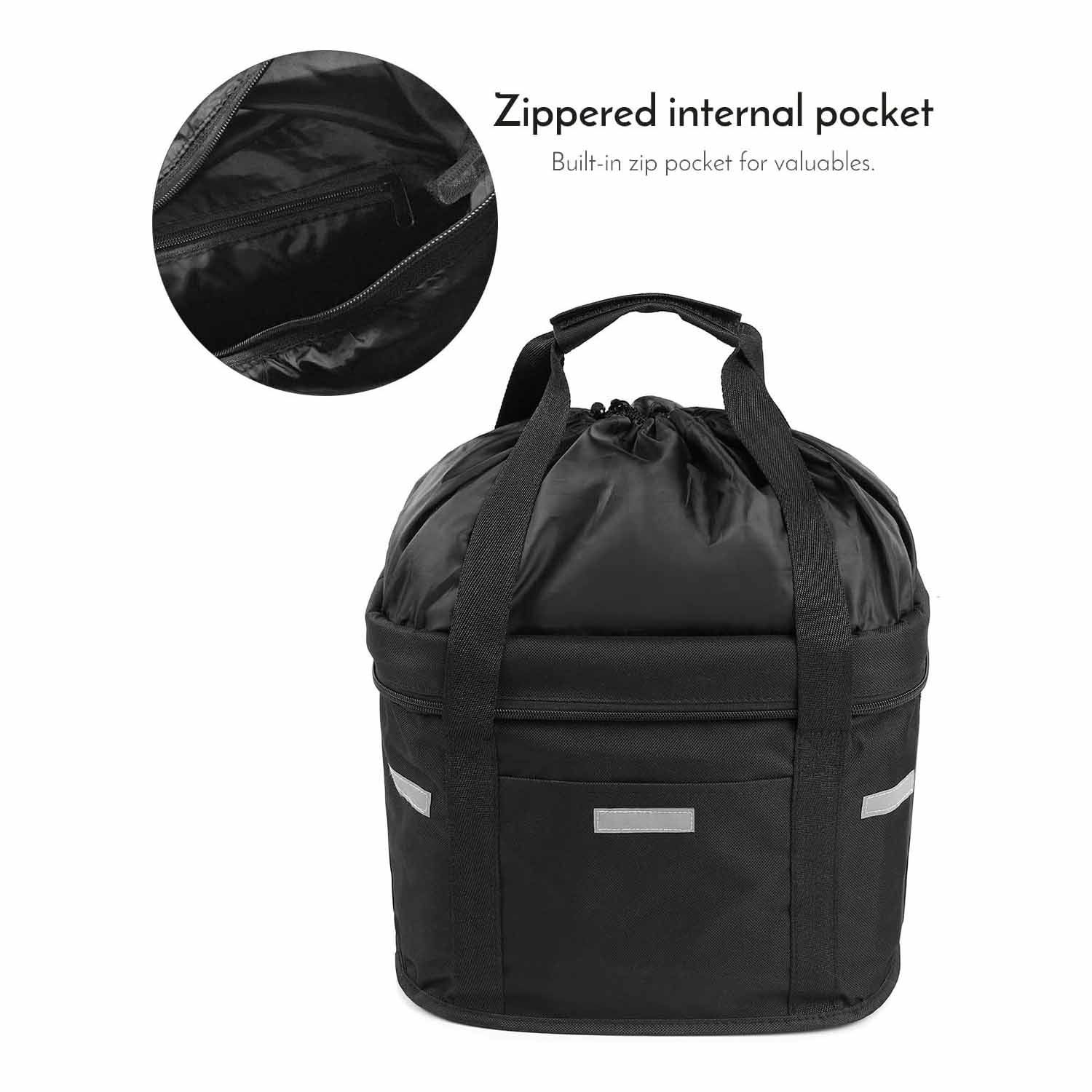 Bike Basket Folding Cat Dog Carrier Bicycle Handlebar Bag Quick Release Detachable Storage Basket V324-BKBASKET-BK