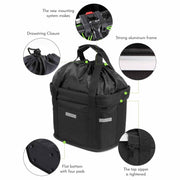 Bike Basket Folding Cat Dog Carrier Bicycle Handlebar Bag Quick Release Detachable Storage Basket V324-BKBASKET-BK